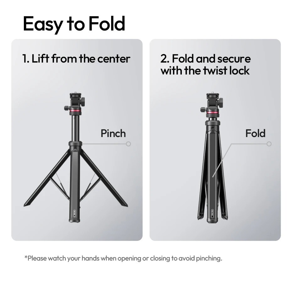 Chi tiết kết cấu 6 đoạn ống lồng chắc chắn trên tripod Ulanzi MT-80