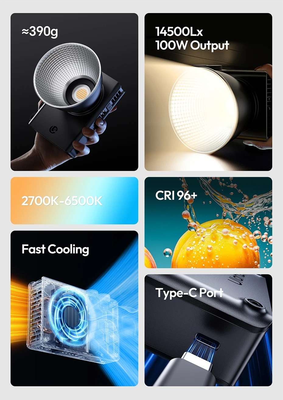 Ulanzi C01 đèn led Pocket Light cầm tay công suất 100W Mini Bowen chính ...