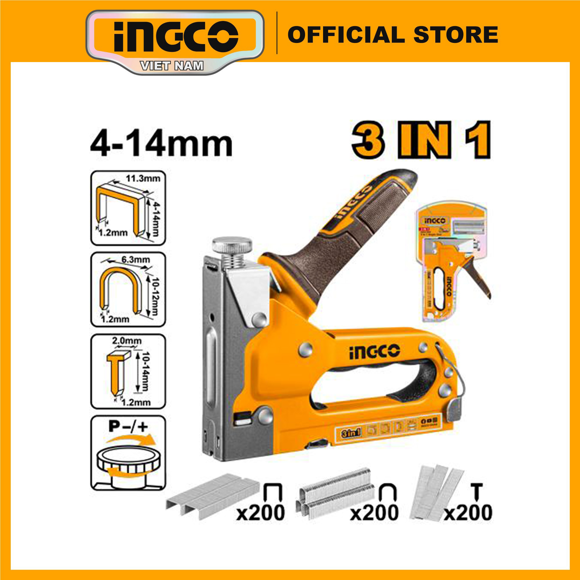 Kìm bấm ghim 3 trong 1 INGCO HSG1405 sử dụng chung ghim Ghim U STS0210 ...