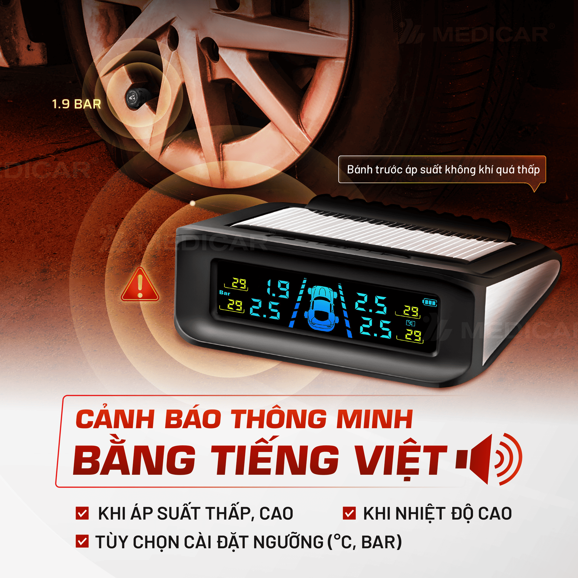 [TPMS Van Trong] CẢM BIẾN ÁP SUẤT LỐP Ô TÔ Medicar - Cảnh báo tức thì ...