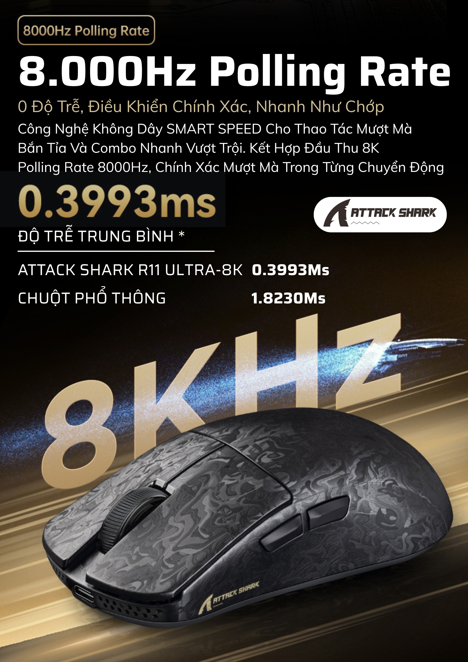 Attack Shark R11 Ultra Carbon Fiber 49g Chuột Gaming Không Dây - 42000 ...