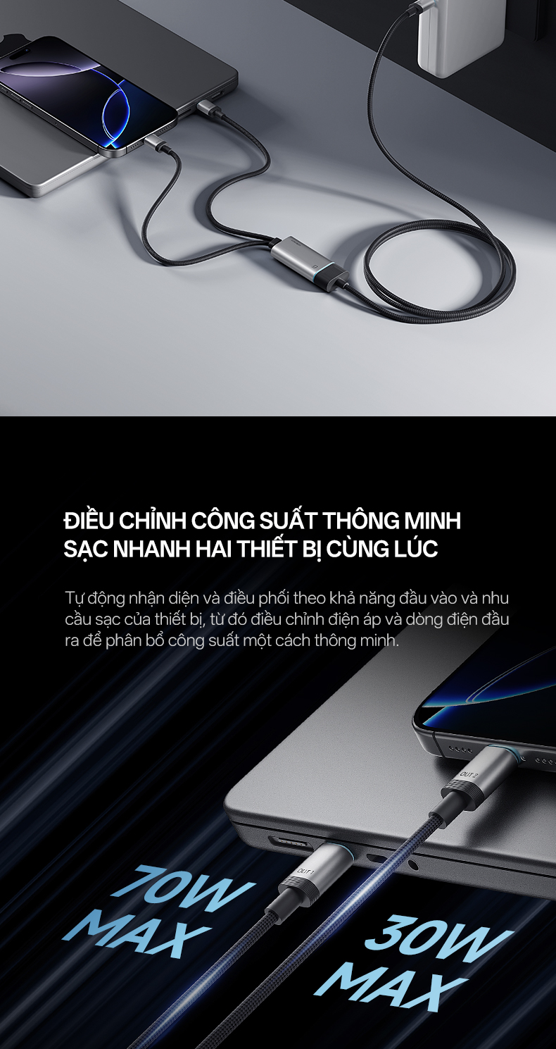 Thiết kế màu đen sang trọng của cáp CUKTECH C2C515