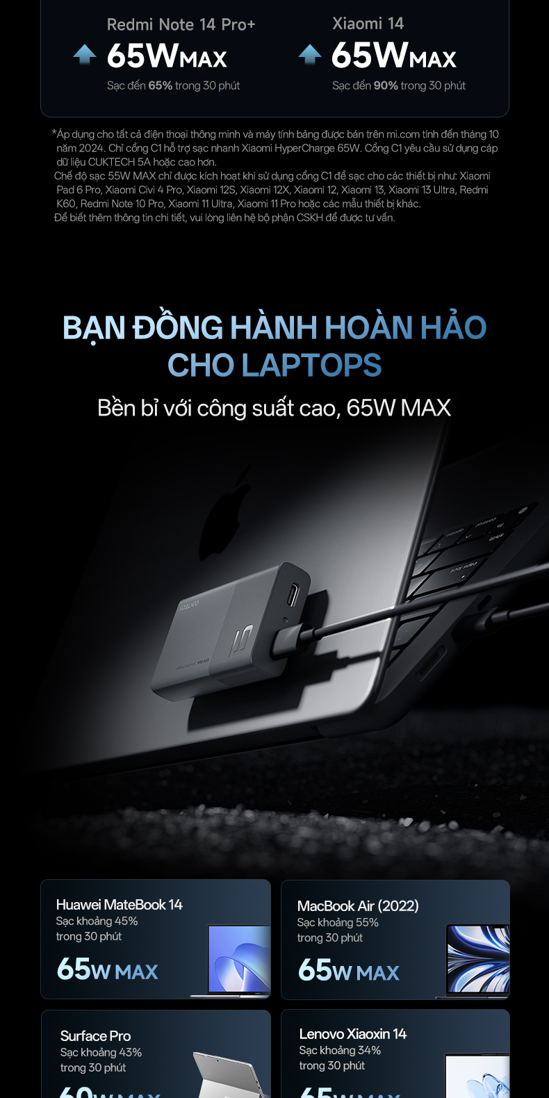 Khả năng sạc nhanh laptop và điện thoại cùng lúc