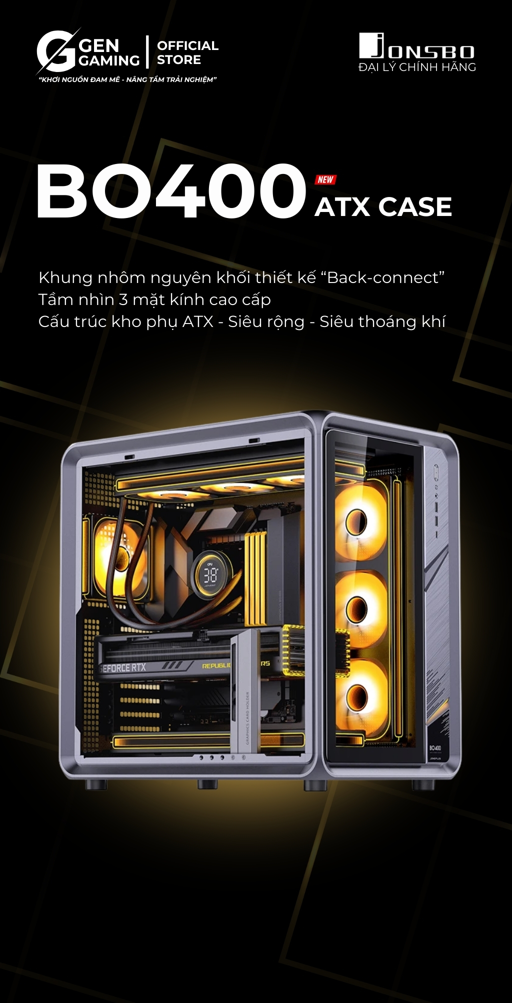 Vỏ case pc Jonsbo BO400 vỏ case máy tính hỗ trợ main ATX tản nhiệt nước ...