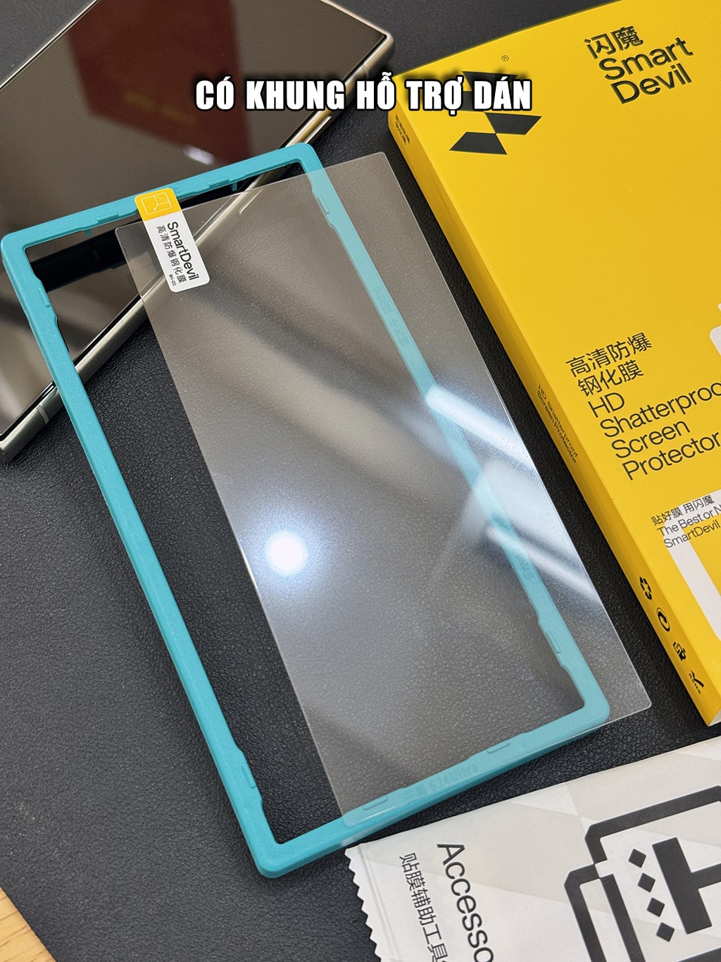 Kính cường lực dùng cho Samsung Galaxy S24 Ultra / S25 Ultra / S26 Ultra full màn hình hãng Smart Devil có khung hỗ trợ – ảnh mô tả chi tiết 11