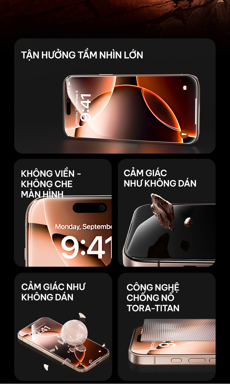 Kính Cường Lực TORRAS iPhone 2 Miếng Tự Dán Chống Vân Tay Bảo Vệ Màn Hình iPhone 15 16 17 13 Pro M – ảnh mô tả chi tiết 2