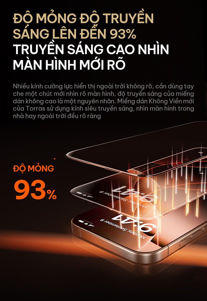Kính Cường Lực TORRAS iPhone 2 Miếng Tự Dán Chống Vân Tay Bảo Vệ Màn Hình iPhone 15 16 17 13 Pro M – ảnh mô tả chi tiết 7