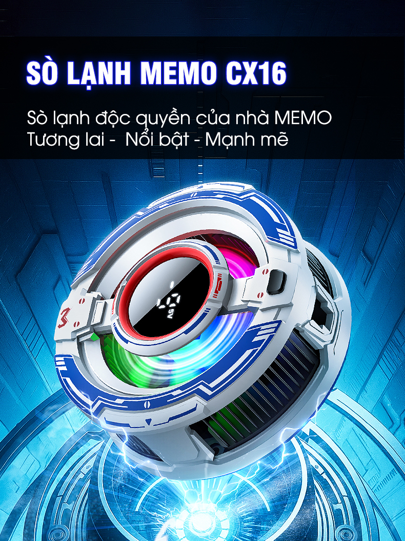 Quản tản nhiệt điện thoại MEMO CX16 chế độ AI làm lạnh cực nhanh tăng ...