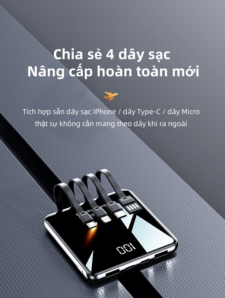 【CCC】Sạc dự phòng 3C SiamBoost 20000mAh, tích hợp 4 dây sạc nhanh, Mini dễ mang theo – ảnh mô tả chi tiết 1