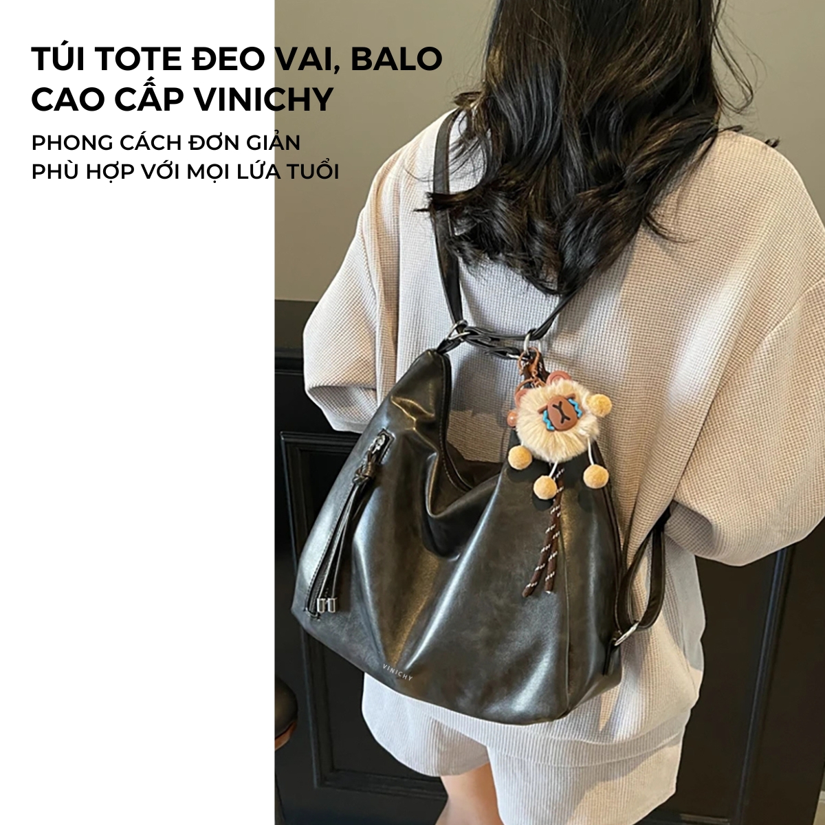 Túi xách nữ đeo vai VINICHY, tote,balo dung tích lớn size 30cm HA787