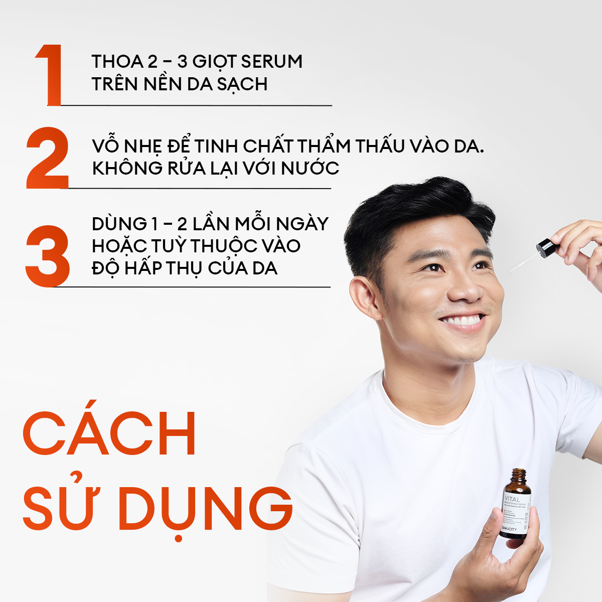 Serum Vital dưỡng trắng mờ thâm cho nam phức hợp Peptide + 5% Niacinamide Men Stay Simplicity 30ml