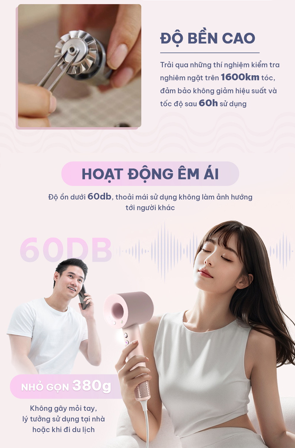 Máy sấy tóc ion âm Camy Air Power 2 chiều tạo kiểu bảo vệ tóc, tốc độ cao 1600W bảo hành 12 tháng