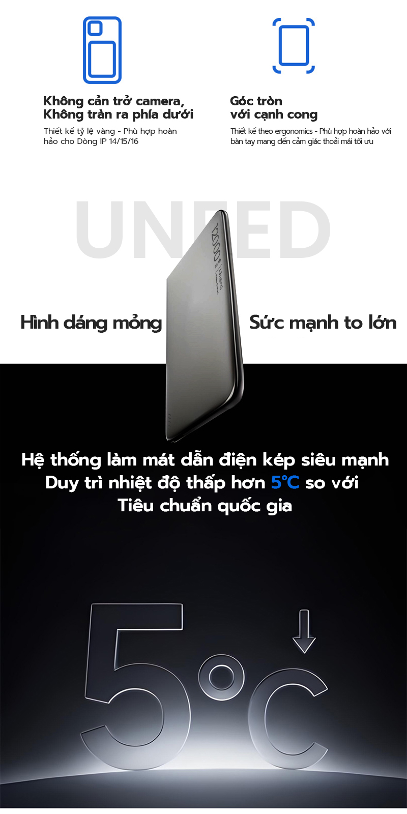 UNEED Pin sạc dự phòng từ tính QI2 20W Sạc nhanh nhiệt độ thấp Thân siêu mỏng 0.65cm Hút từ mạnh 12000/6000mAh – ảnh mô tả chi tiết 5