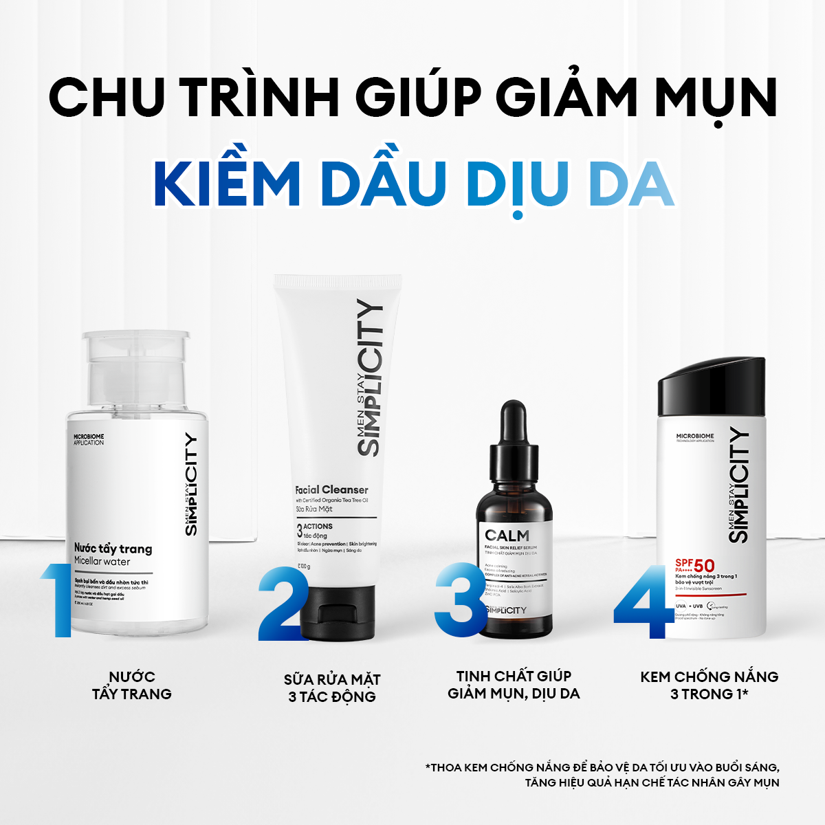 Combo Acne Duo giảm mụn sưng viêm cho nam Men Stay Simplicity: Sữa rửa mặt 100g và Serum Calm 30ml