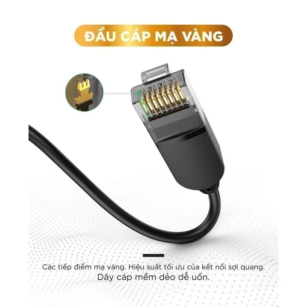 Dây cáp mạng Ethernet chuẩn CAT6A đầu cắm RJ45 siêu mỏng hỗ trợ tốc độ ...