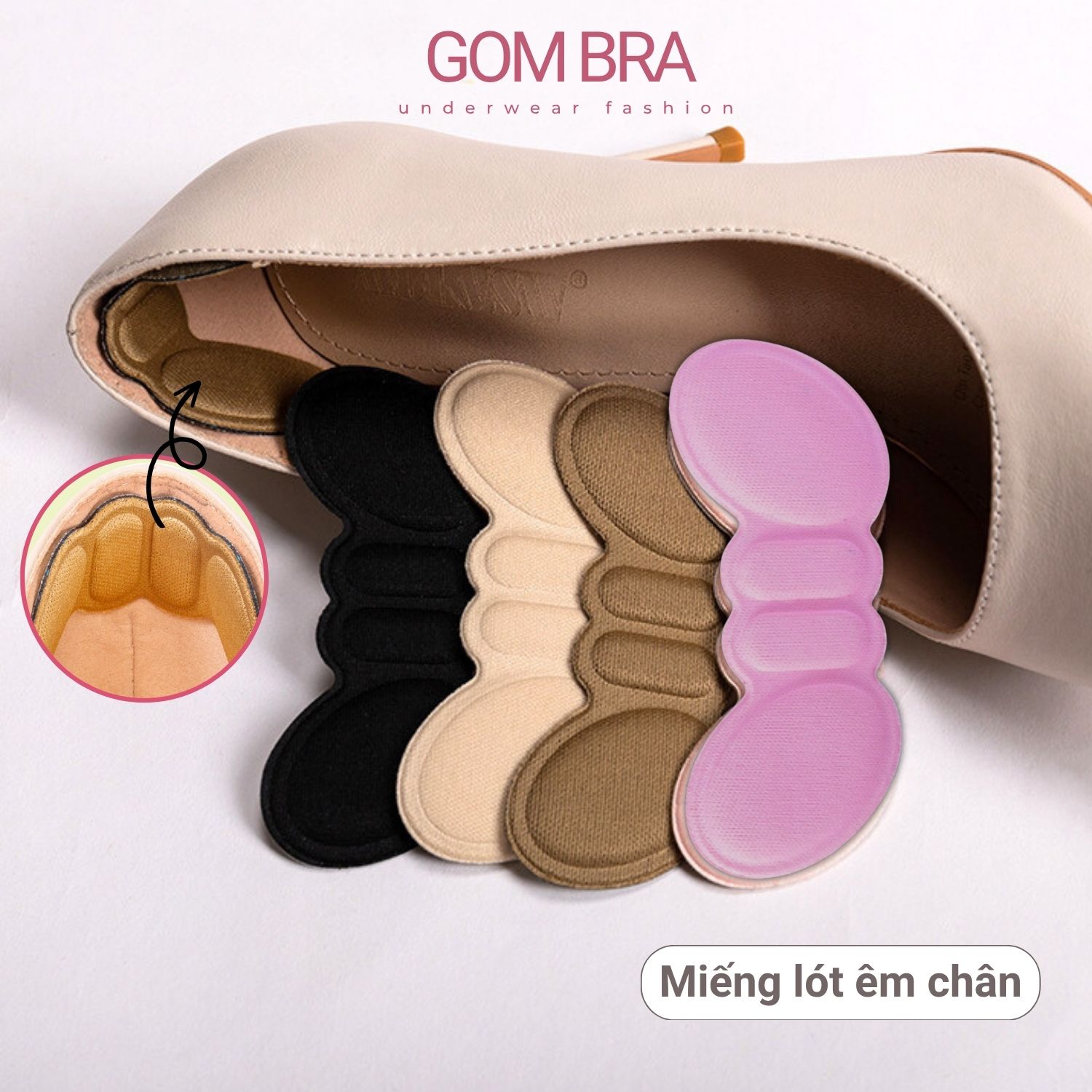 [MUA 5 TẶNG 2] Miếng lót giày dán gót Gom Bra, chất liệu cotton khử mùi ...