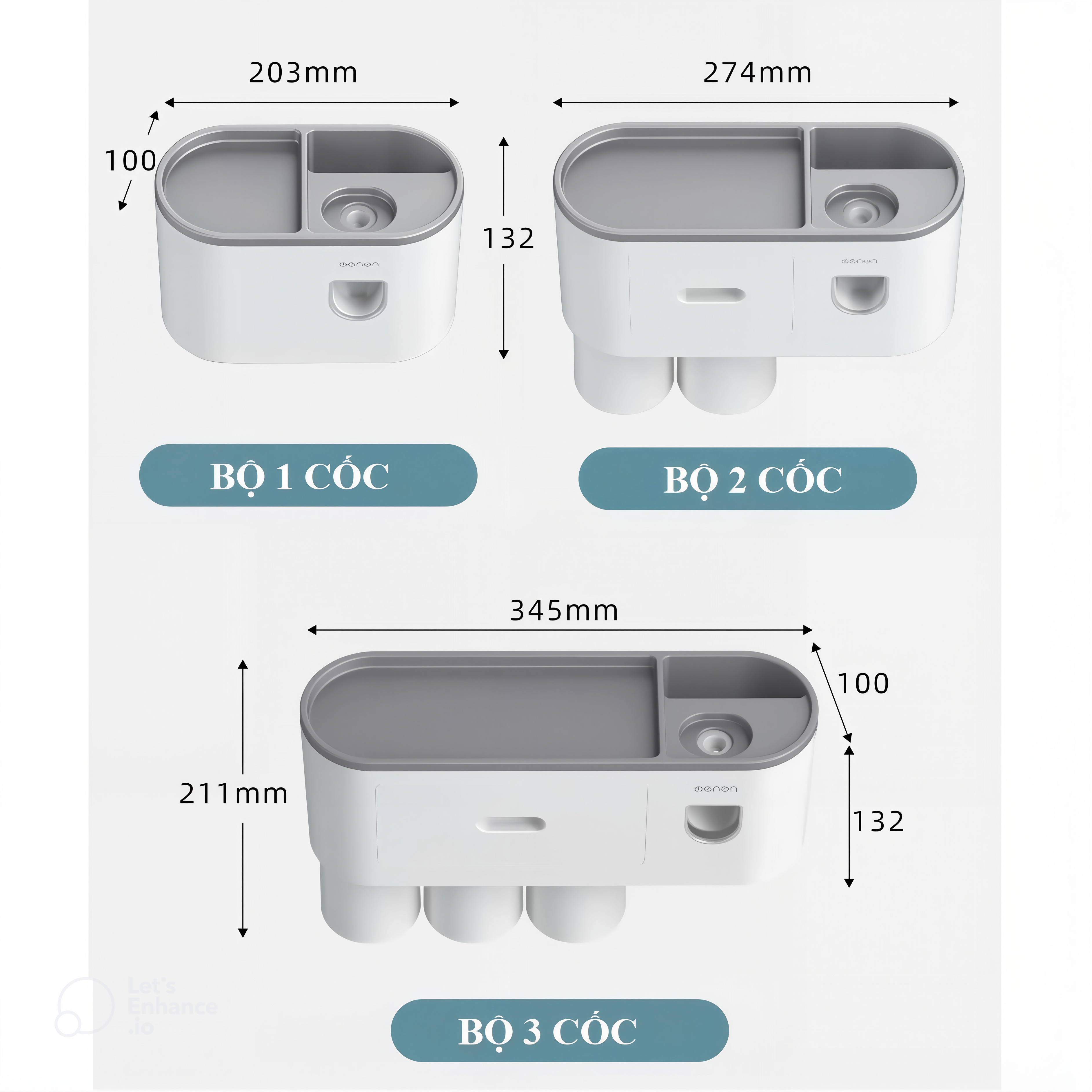 Bộ Nhả Kem Đánh Răng Tự Động, Kệ Để Bàn Chải Kem Đánh Răng Cao Cấp Oenon (Tặng Miếng Dán)