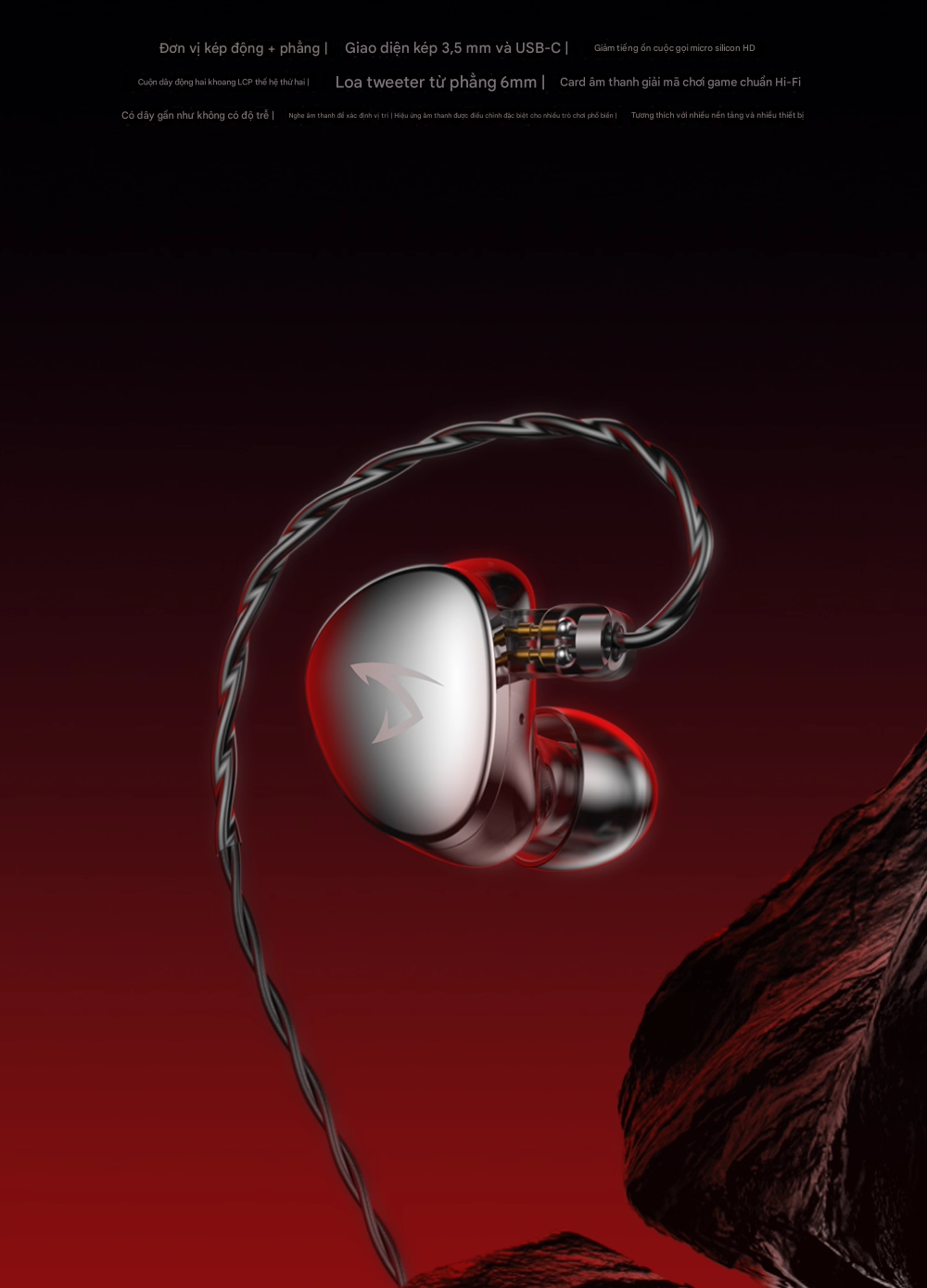 Linsoul SIMGOT EG280 IEM Ibrido 1DD+1Planar, Cuffie Hi-Fi Per Gaming Con Microfono E Adattatore USB-C, Cavo OFC 1.7m - 4