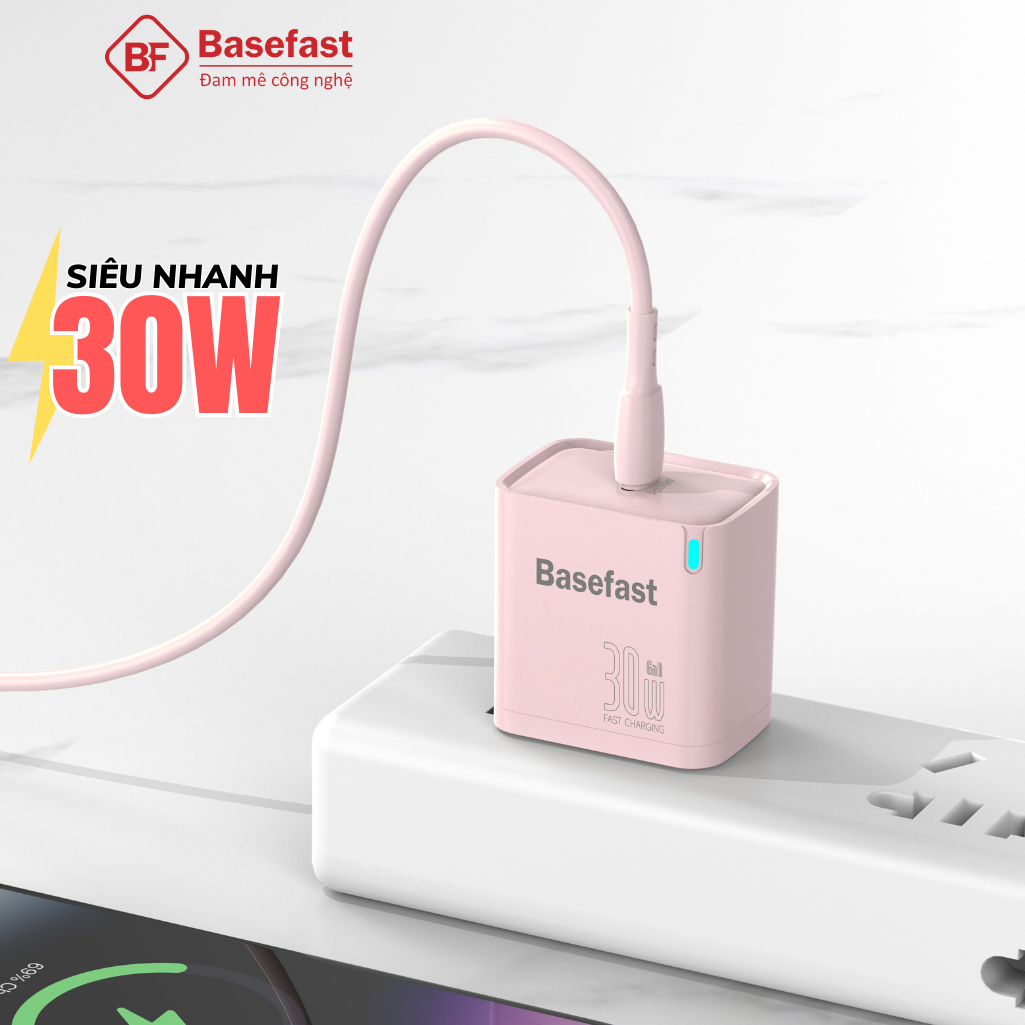 Bộ sạc nhanh type C 30W 2 cổng Basefast Combo Cốc 30W kèm dây silicon ...