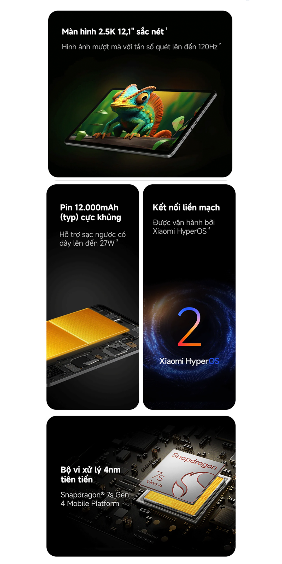 Xiaomi REDMI Pad 2 Pro | Màn hình 2.5K 12,1" sắc nét | Hình ảnh mượt mà với tần số quét lên đến 120Hz – ảnh mô tả chi tiết 2