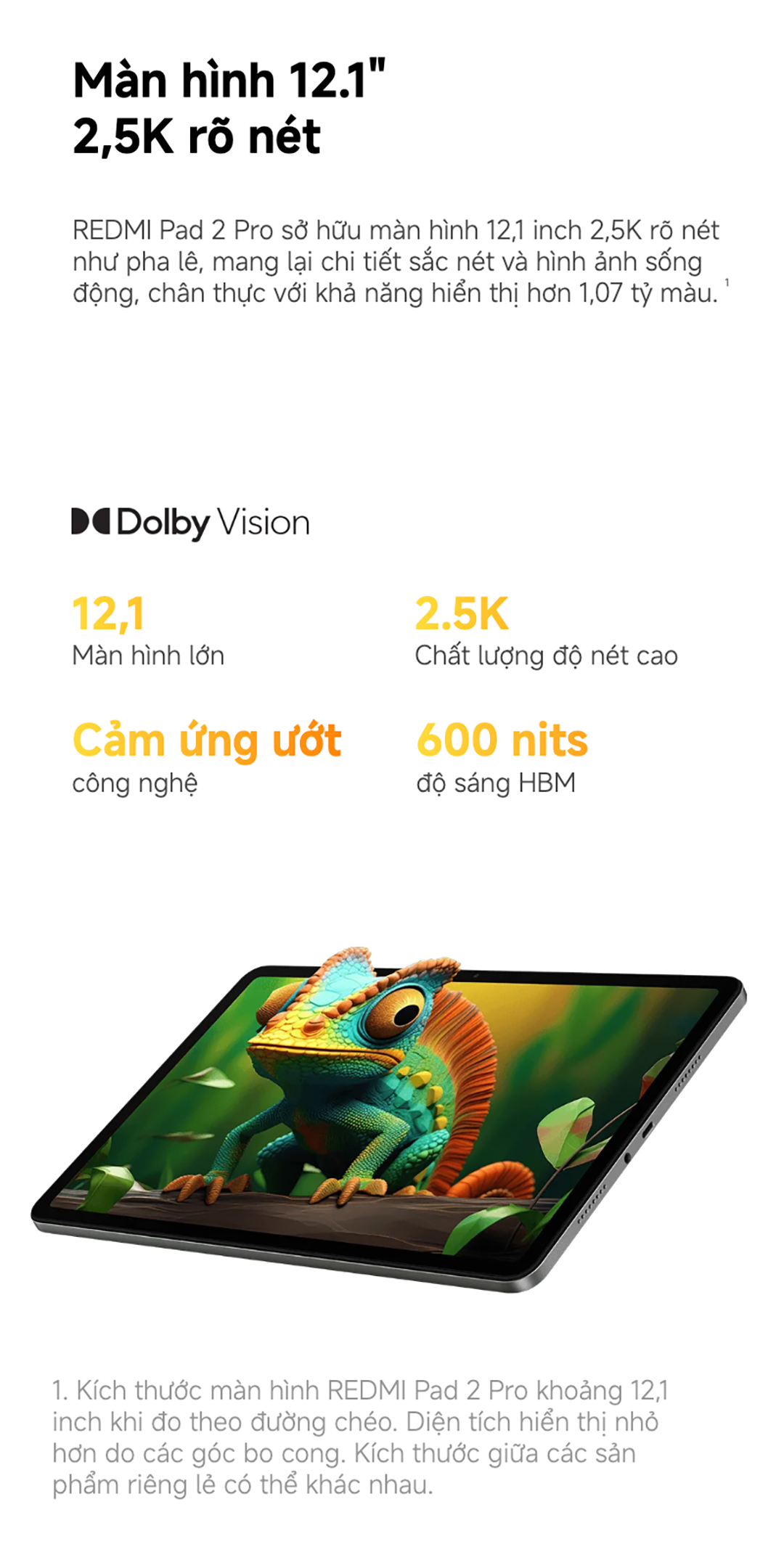Xiaomi REDMI Pad 2 Pro | Màn hình 2.5K 12,1" sắc nét | Hình ảnh mượt mà với tần số quét lên đến 120Hz – ảnh mô tả chi tiết 4