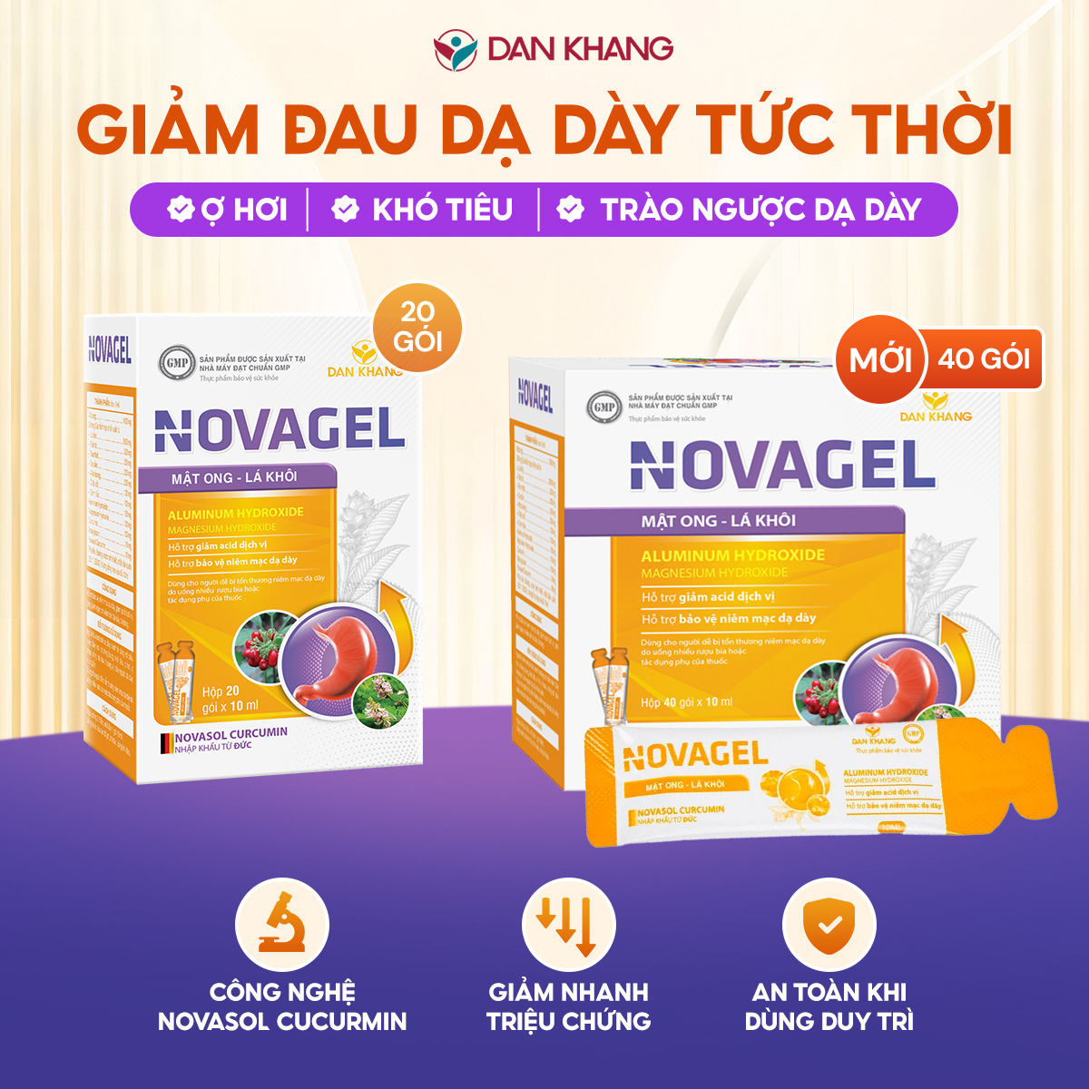 Gói uống dung dịch nghệ mật ong giảm đau dạ dày giảm trào ngược dạ dày ...