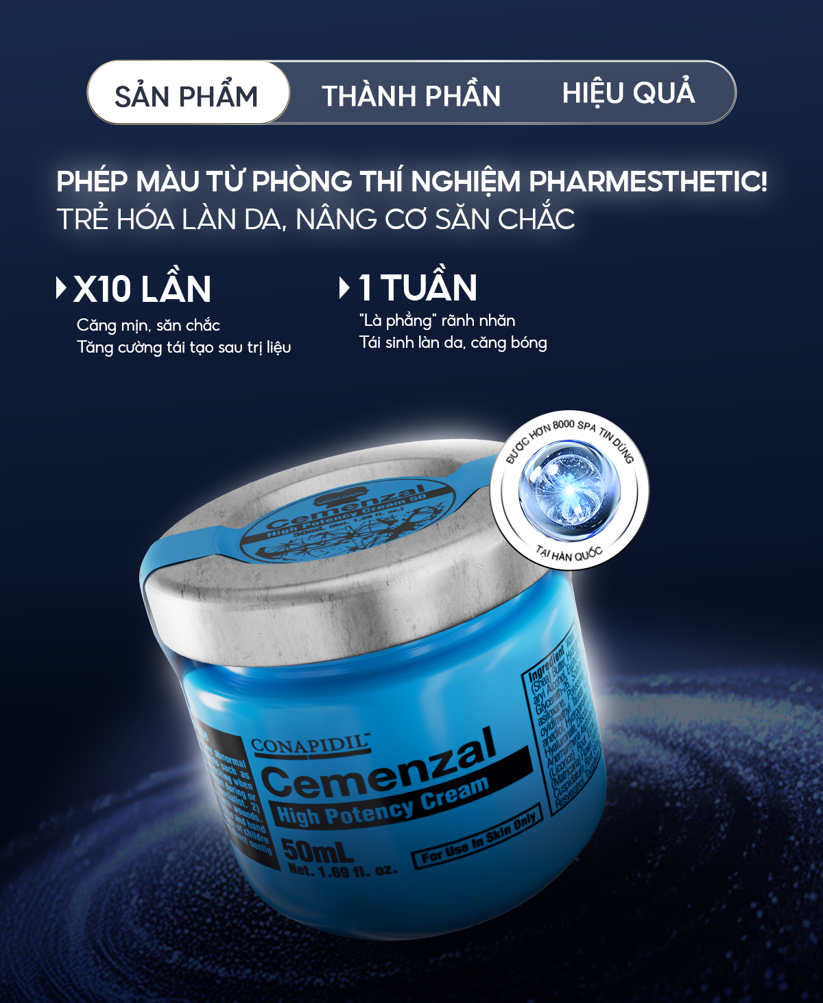 Kem dưỡng hỗ trợ tái định vị da CONAPIDIL CEMENZAL HP 50ml