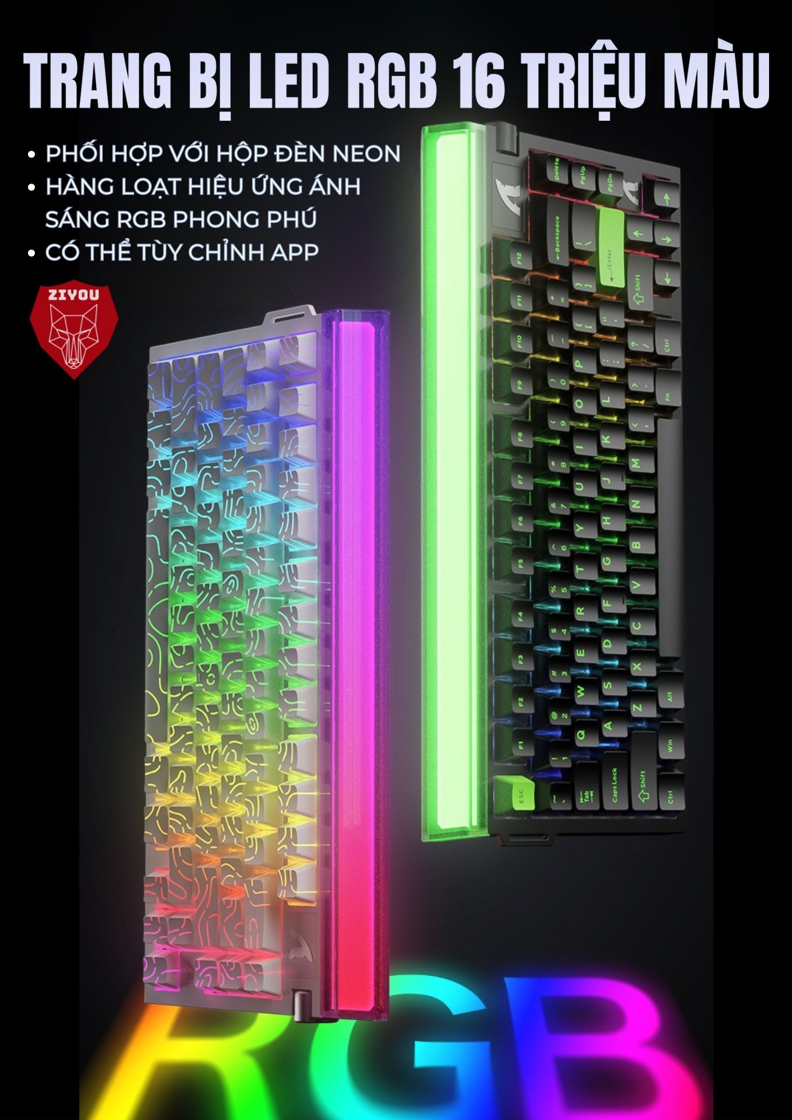 Bàn Phím Cơ Gaming Ziyou Attack Shark R85 HE LED RGB Neon Rapid Trigger ...