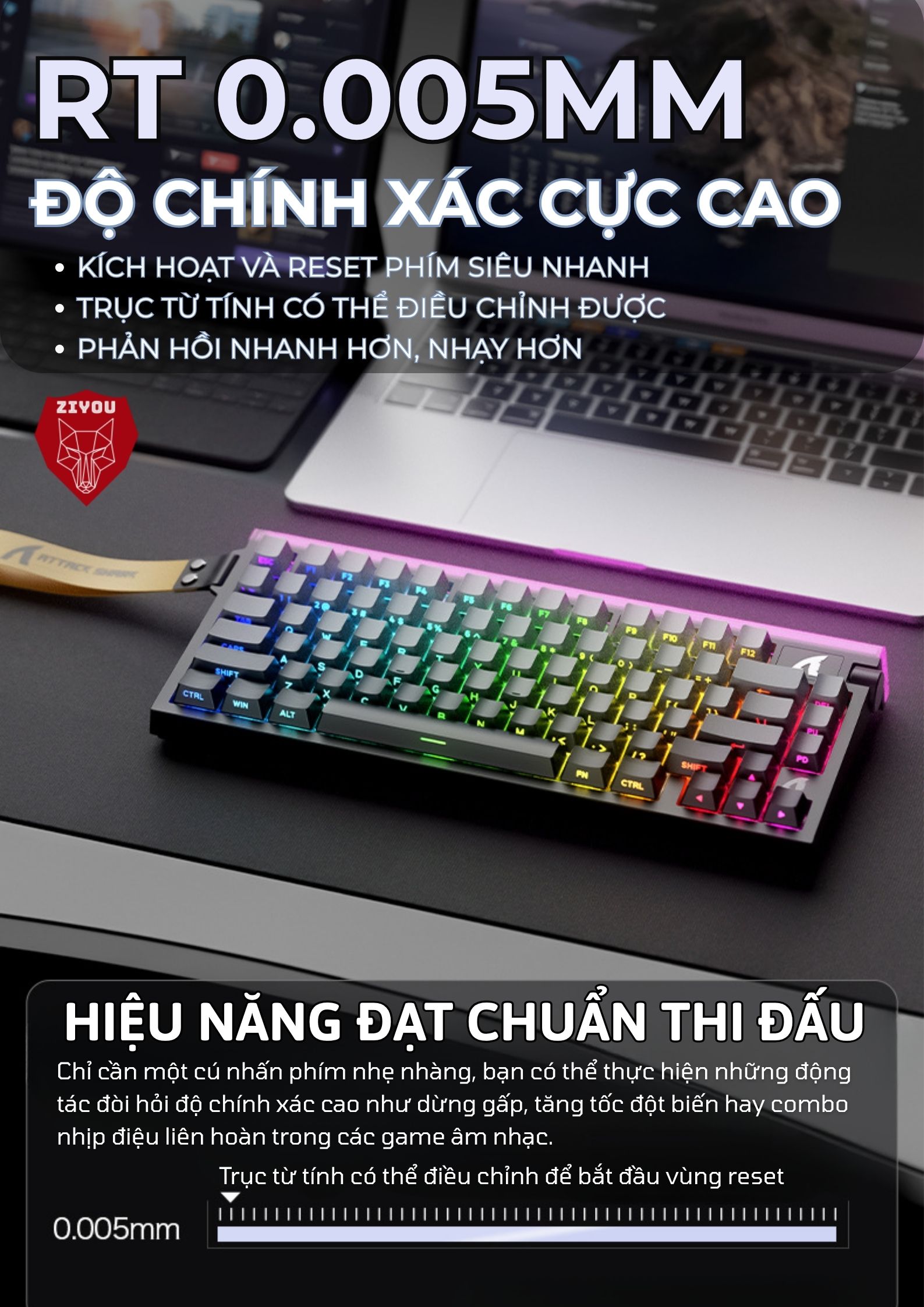 Bàn Phím Cơ Gaming Ziyou Attack Shark R85 HE LED RGB Neon Rapid Trigger ...