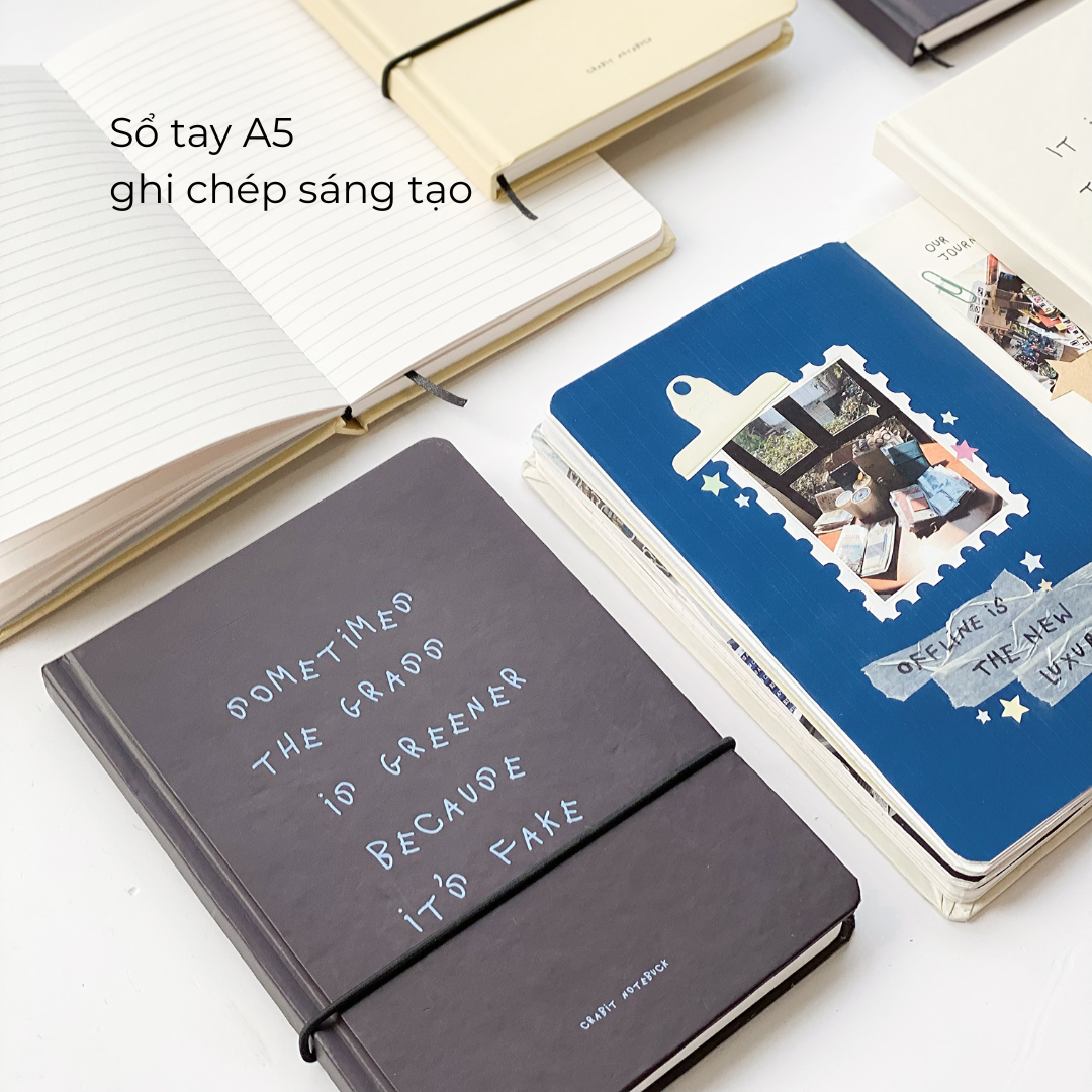 Sổ tay A5 130gsm Crabit sổ ghi chép bìa cứng làm scrapbook bullet ...