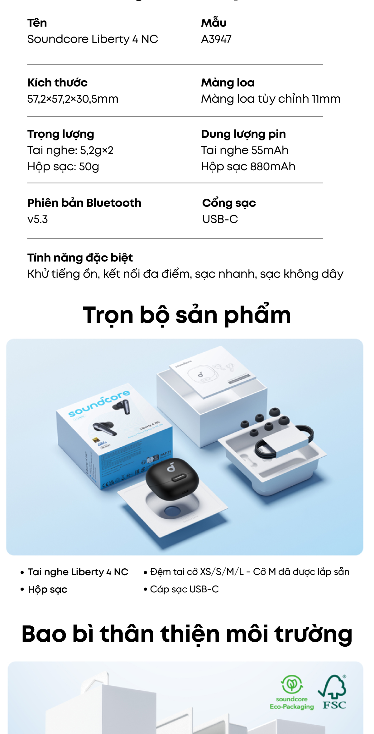 Các phiên bản màu sắc trẻ trung thời thượng của Soundcore Liberty 4 NC