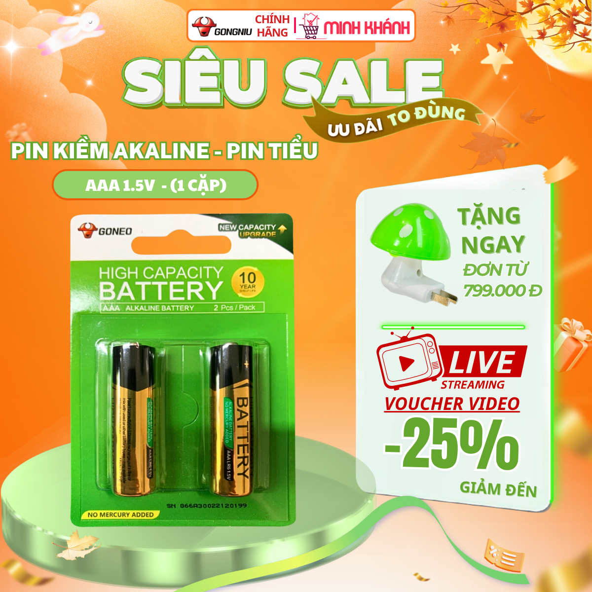 PIN AAA Goneo GNV-PCALR3 - Pin kiềm Akaline 1.5V - (1 Cặp) - Chính Hãng ...