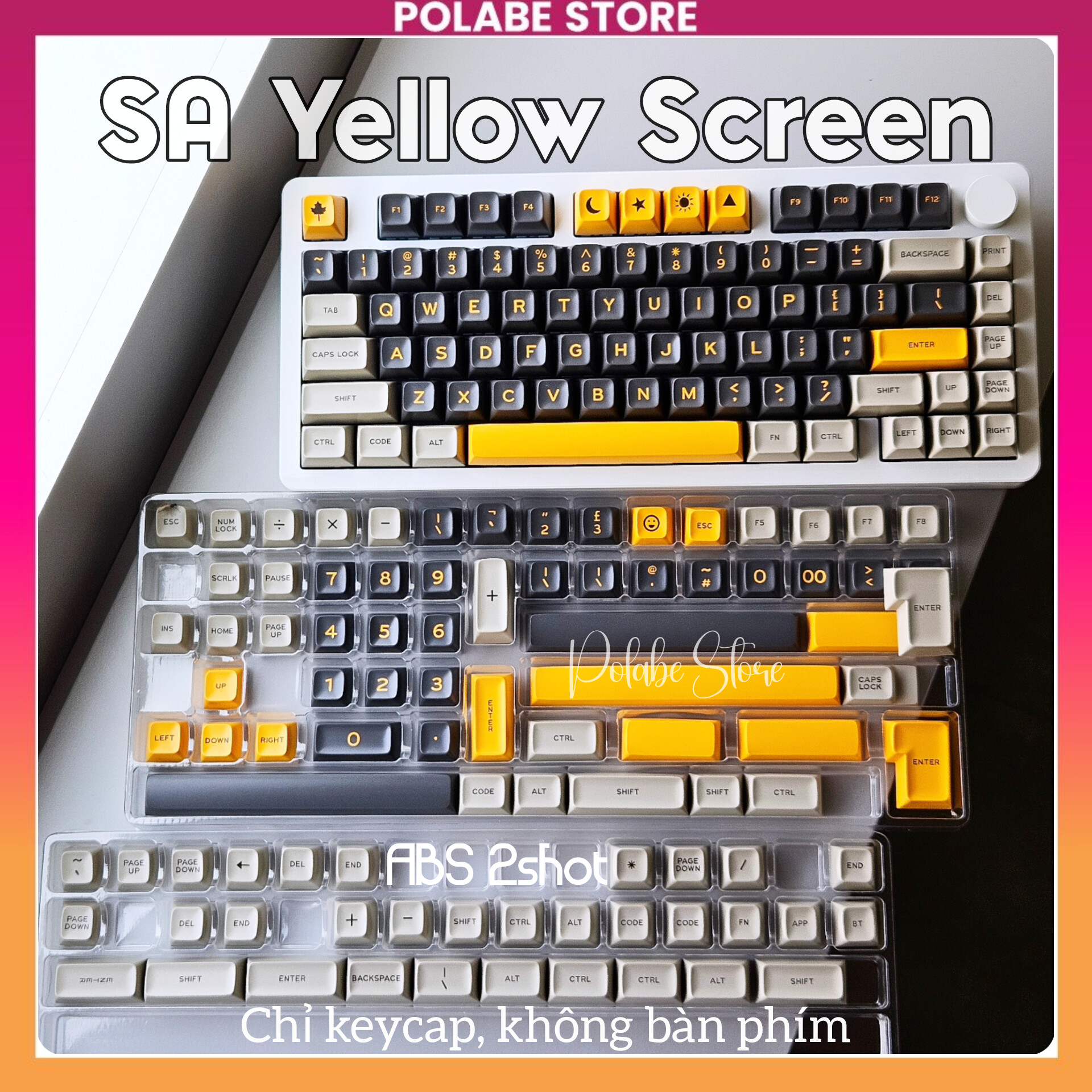 Keycap Yellow Screen Retro - SA Profile ABS Keycap Daye Bàn Phím Cơ 60 ...