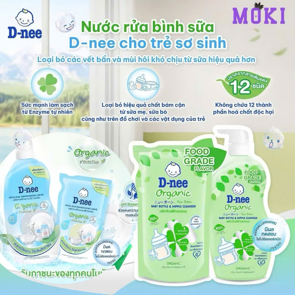 Nước rửa bình sữa Dnee Organic túi 550ml chai 600ml chính hãng có tem ...