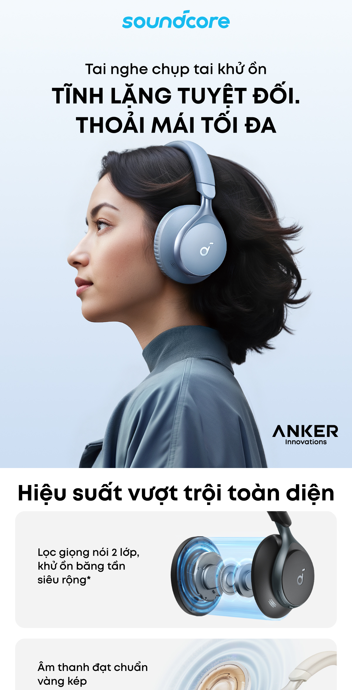 Tai nghe chụp tai chống ồn Anker Soundcore Space One chính hãng