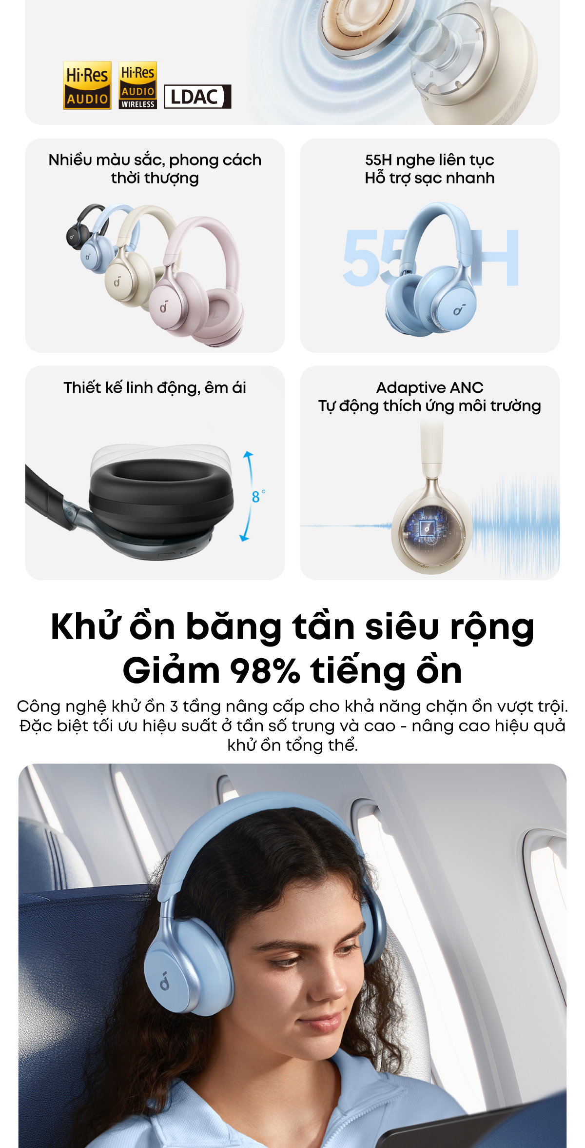 Công nghệ chống ồn chủ động thông minh Adaptive ANC của Space One