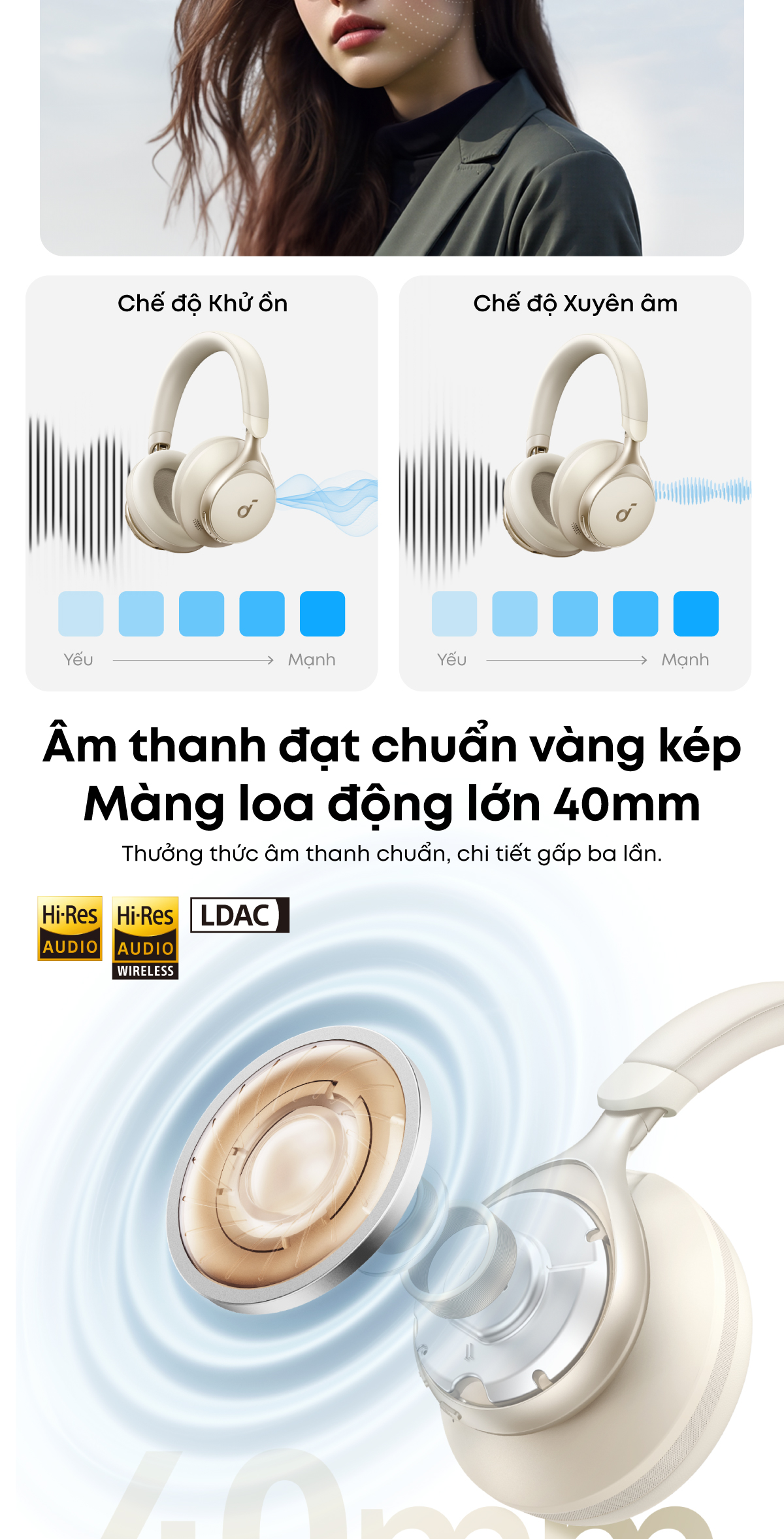 Thiết kế công thái học ôm sát tai êm ái của tai nghe Anker