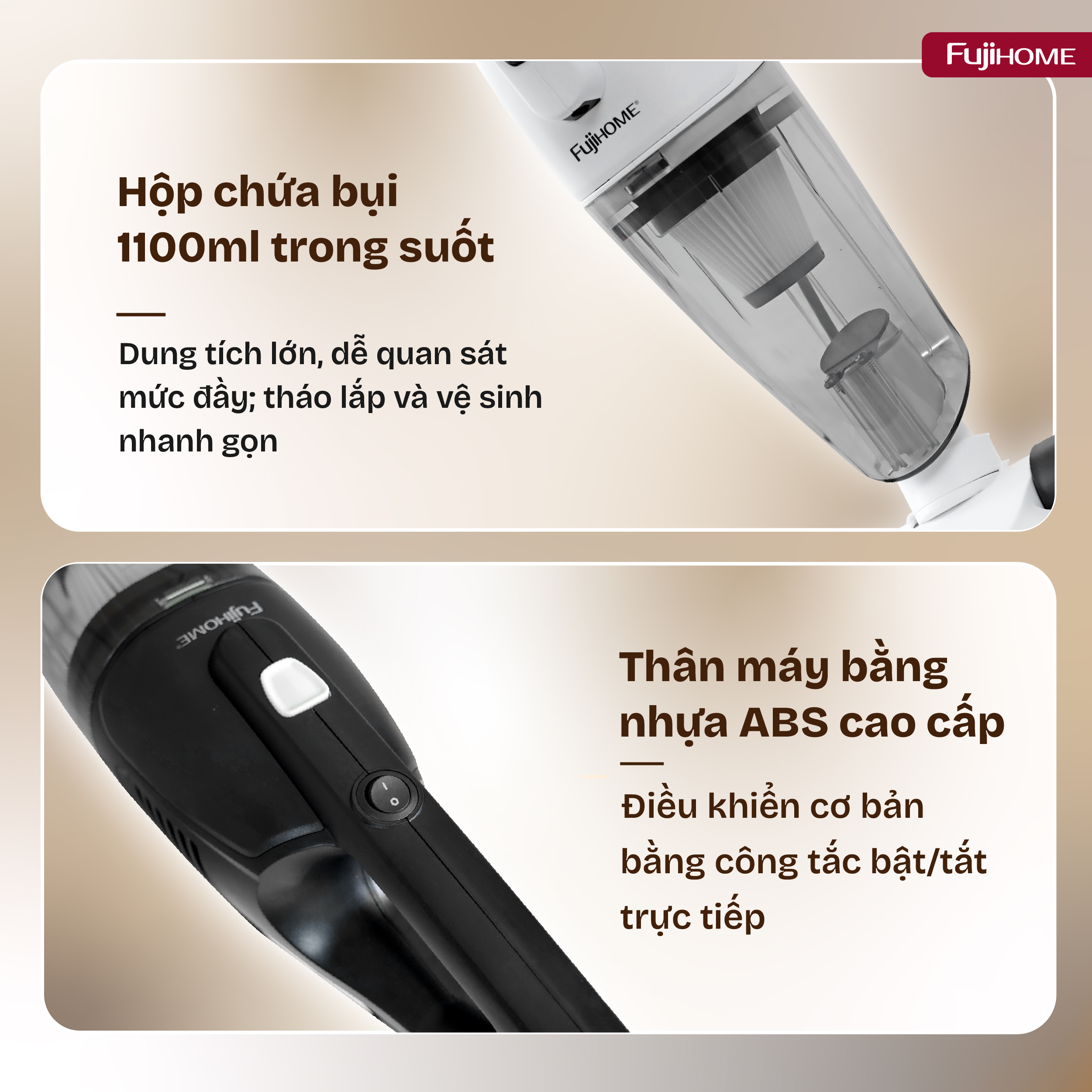 Công suất 600W và lực hút lốc xoáy mạnh mẽ trên máy hút bụi VC06