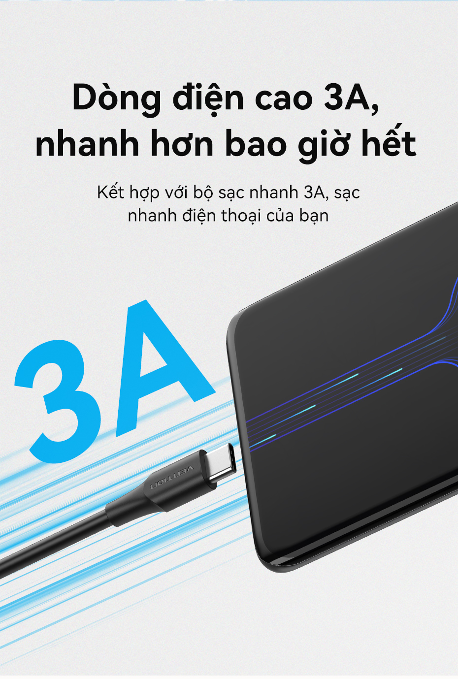 Cáp Sạc Nhanh 60W Vention USB Type C Tốc Độ Truyền 480Mbps Dùng Cho Phone Xiaomi / Samsung / OPPO – ảnh mô tả chi tiết 8