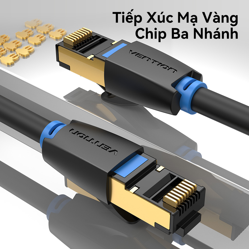 Cáp Mạng Vention CAT8, RJ45, Tốc Độ 40Gbps, Băng Thông 2000MHz, Chuẩn ...