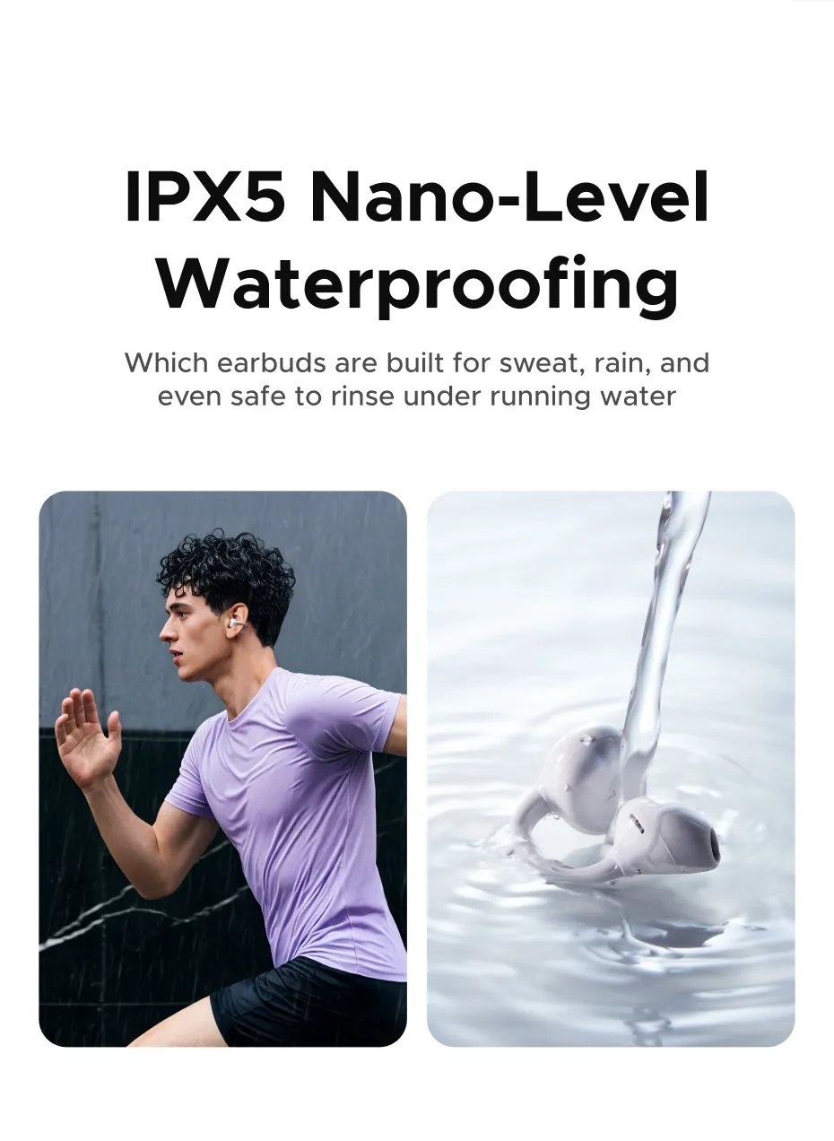 Khả năng chống nước IPX5 của tai nghe Ugreen ClipBuds Pro