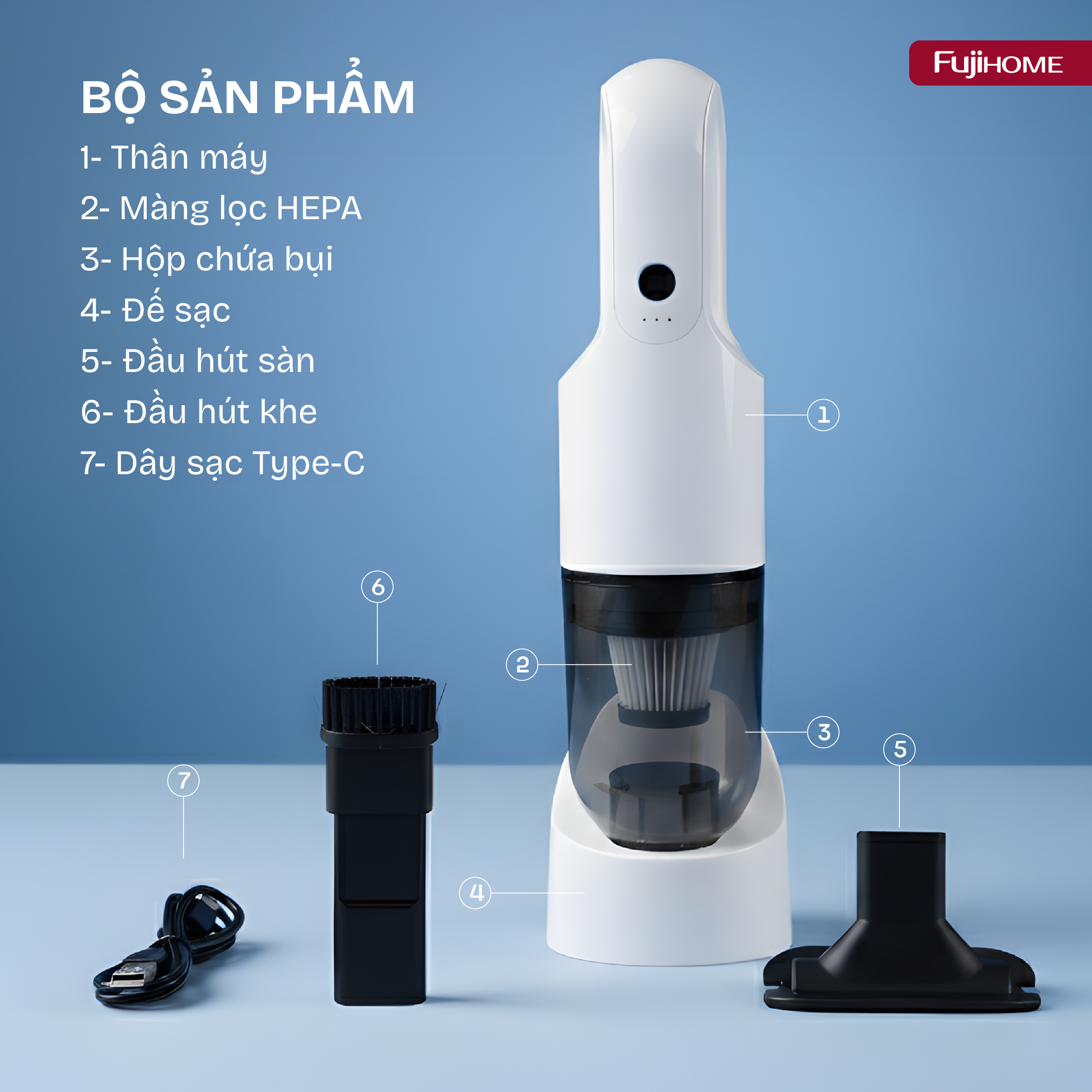 Dễ dàng tháo rời và vệ sinh hộp chứa bụi màng lọc HEPA