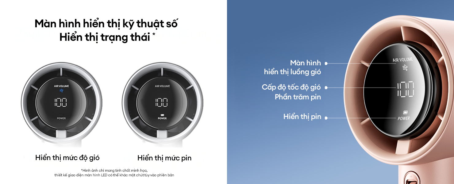 Quạt JISULIFE Pro1S FA53 hiển thị thông tin hoạt động