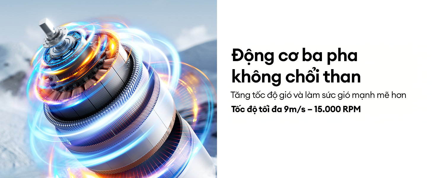 Động cơ không chổi than ba pha trên quạt JISULIFE FA53