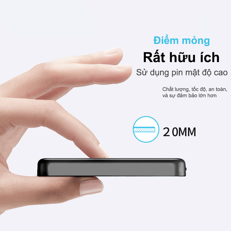 Dosen Mini Từ Tính Không Dây 10000mah 12000mAh 22.5W Sạc Nhanh Power Bank có nam châm thích hợp cho phone – ảnh mô tả chi tiết 2