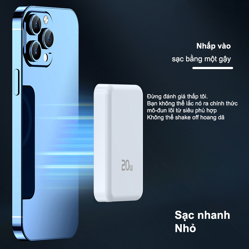 Dosen Mini Từ Tính Không Dây 10000mah 12000mAh 22.5W Sạc Nhanh Power Bank có nam châm thích hợp cho phone – ảnh mô tả chi tiết 4
