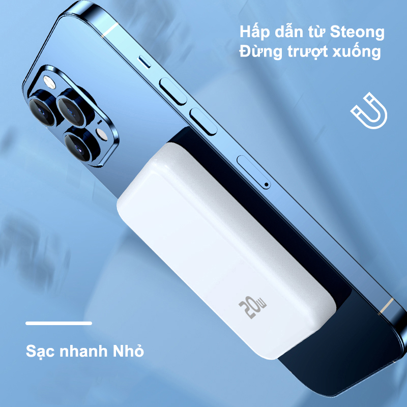 Dosen Mini Từ Tính Không Dây 10000mah 12000mAh 22.5W Sạc Nhanh Power Bank có nam châm thích hợp cho phone – ảnh mô tả chi tiết 5