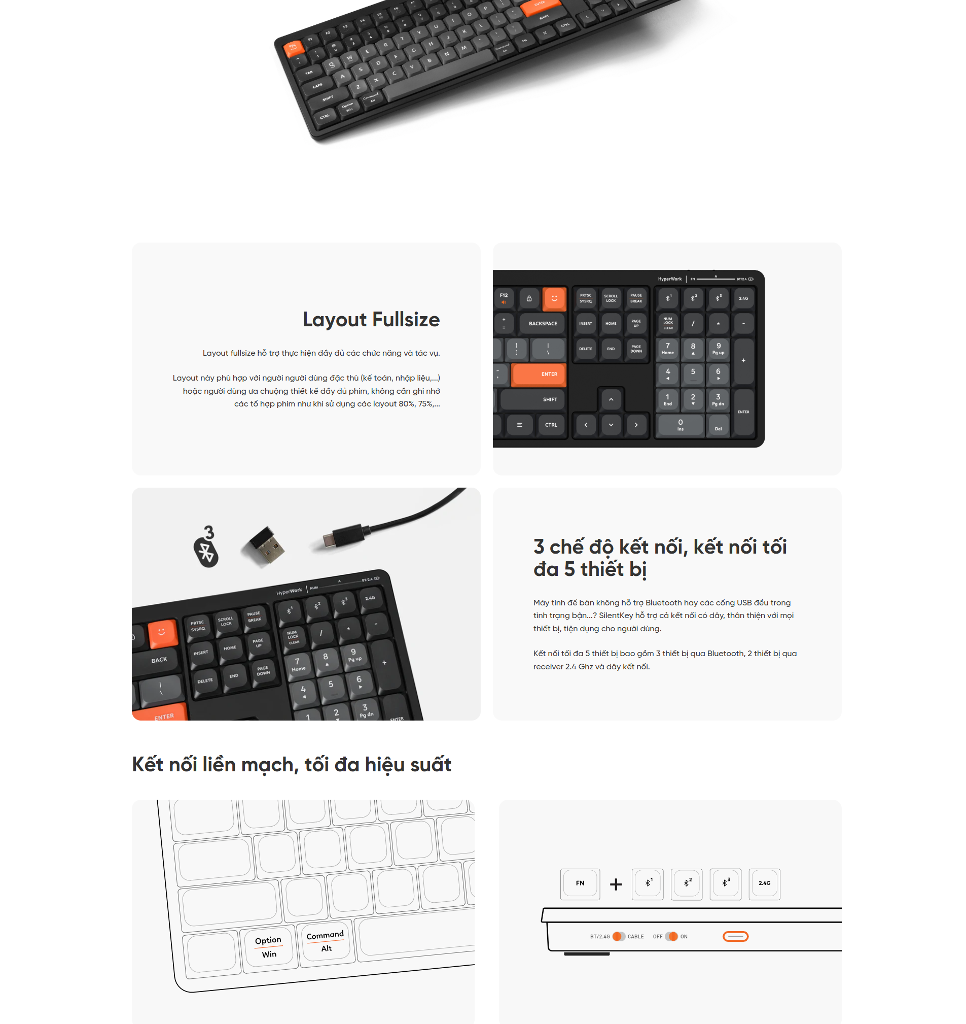 [Full VAT] Bàn phím HyperWork SilentKey TS01 / TS01M - 3 Mode kết nối ...