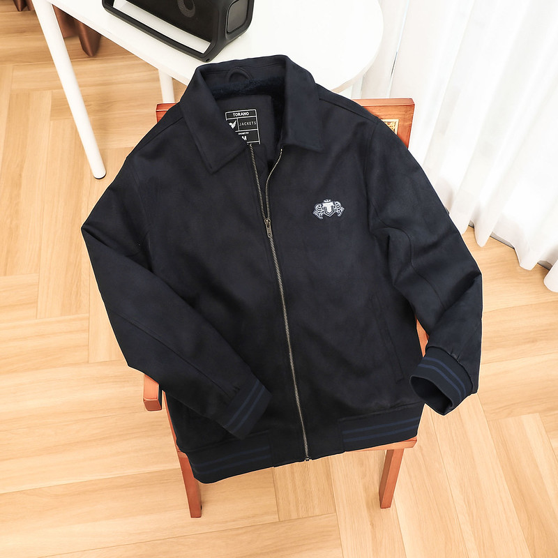 Áo khoác nam da lộn lót lông BIKER JACKET TORANO basic cổ bẻ thêu logo ...