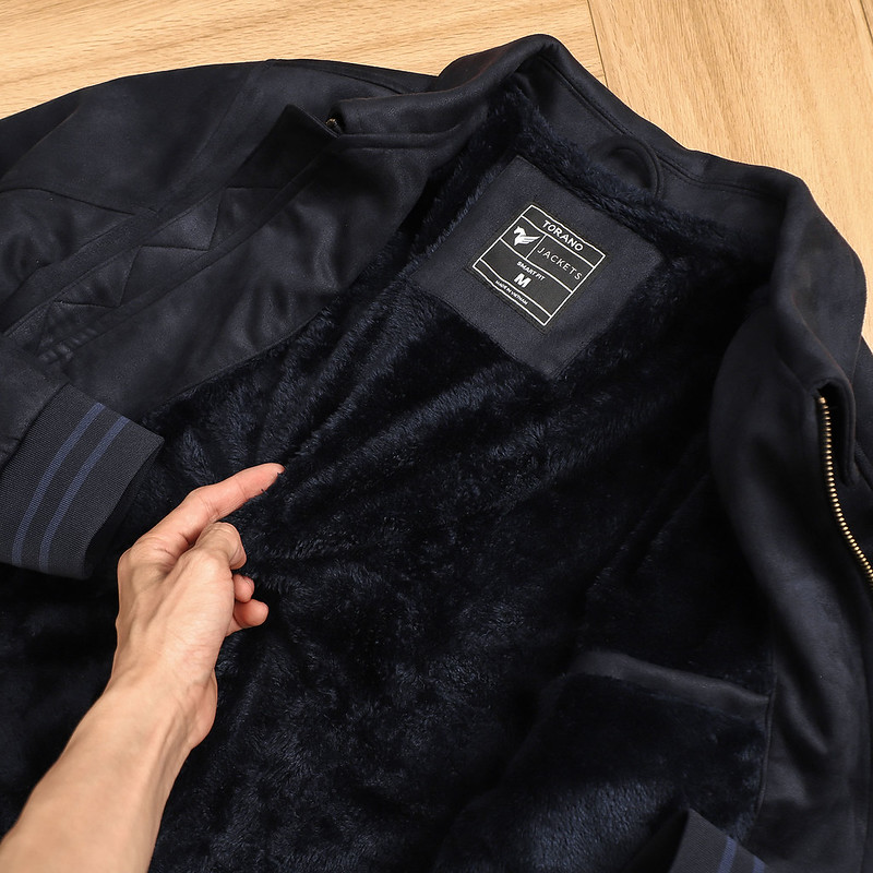 Áo khoác nam da lộn lót lông BIKER JACKET TORANO basic cổ bẻ thêu logo ...